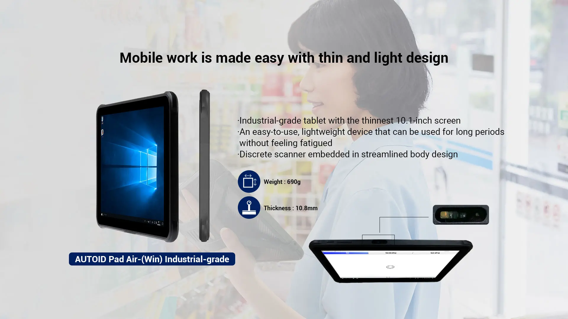 AUTOID Pad Air-(Win) Rugged Industrial Tablet feature 1